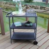 Outdoor-Servierwagen Mit 3 Etagen Und 2 Rollen Anthrazit