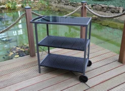 Outdoor-Servierwagen Mit 3 Etagen Und 2 Rollen Anthrazit