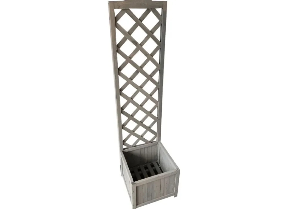 Pflanzkübel Mit Rankhilfe Aus Holz 38X38X146Cm Grau