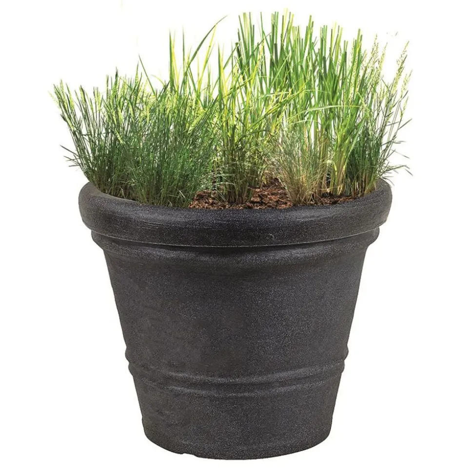 Pflanztopf Siena Rillen 43X36,5Cm Anthrazit