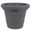 Pflanztopf Siena Rillen 34X28Cm Anthrazit