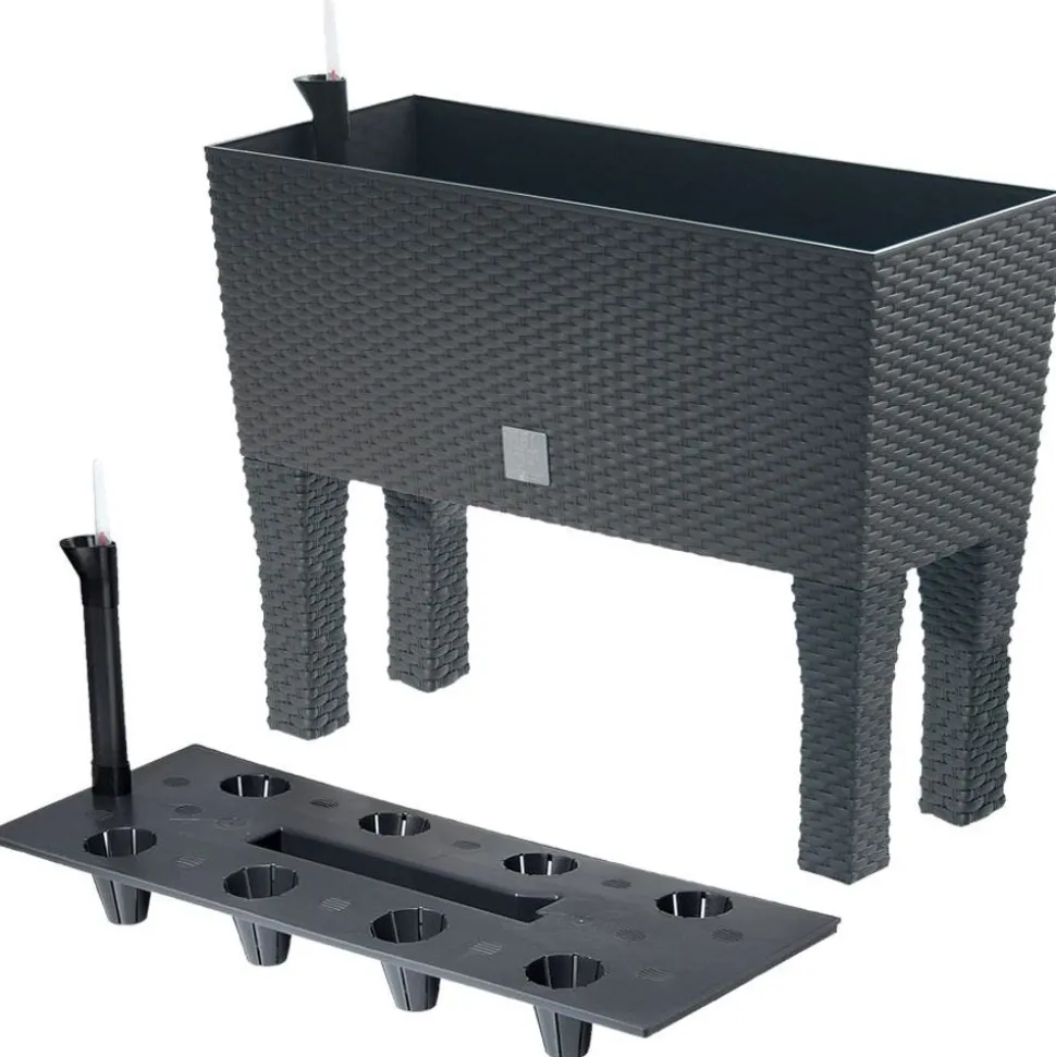 Polyrattan-Blumenbank Mit Bewasserung 80X32Cm Anthrazit
