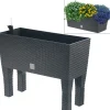 Polyrattan-Blumenbank Mit Bewasserung 60X24,5Cm Anthrazit