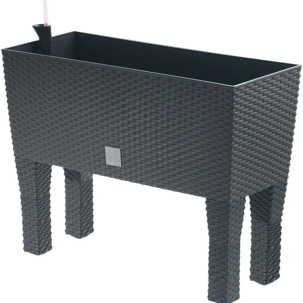 Polyrattan-Blumenbank Mit Bewasserung 60X24,5Cm Anthrazit