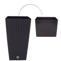Polyrattan-Pflanztopf Mit Einsatz 26X50,5X26Cm Anthrazit