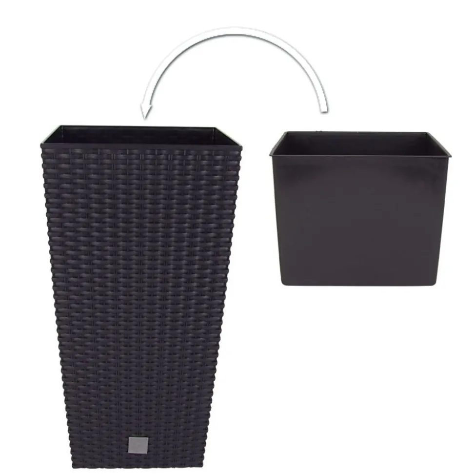 Polyrattan-Pflanztopf Mit Einsatz 26X50,5X26Cm Anthrazit