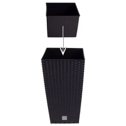 Polyrattan-Pflanztopf Mit Einsatz 22X42X22Cm Anthrazit