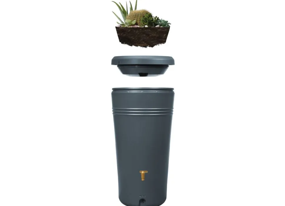 4Rain Azura 2In1 Regenspeicher 230L Mit Pflanzschale Graphitgrau