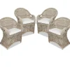 Rattansessel Athena Mit Sitzkissen 4Er-Set Natural-Grey