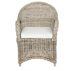 Rattansessel Athena Mit Sitzkissen 4Er-Set Natural-Grey