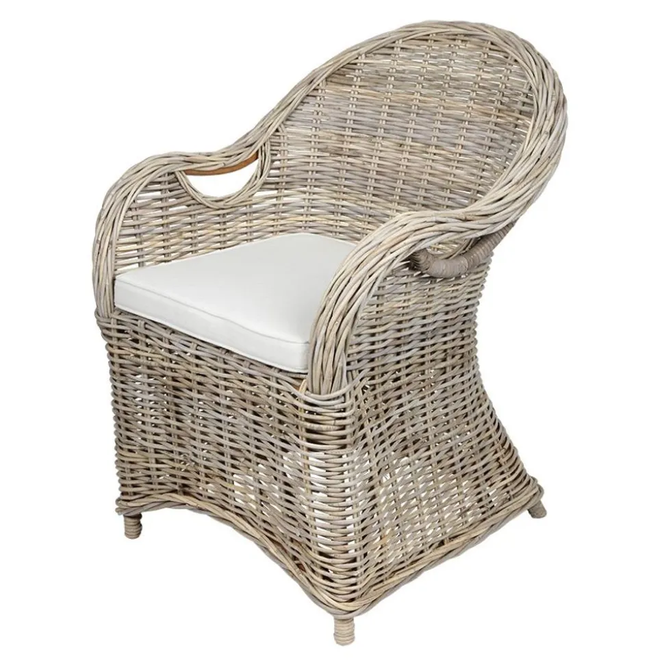 Rattansessel Athena Mit Sitzkissen 4Er-Set Natural-Grey