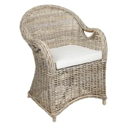 Rattansessel Athena Mit Sitzkissen 4Er-Set Natural-Grey