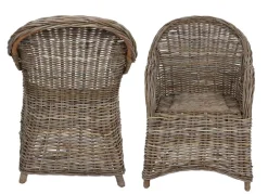 Rattansessel Athena Mit Sitzkissen 4Er-Set Natural-Grey