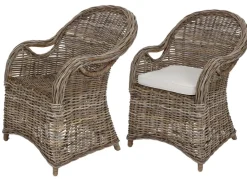Rattansessel Athena Mit Sitzkissen 4Er-Set Natural-Grey