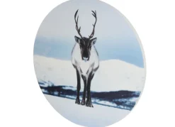Rundes Wandbild Aus Mdf 58Cm Rentier Im Schnee