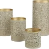 Saulen-Windlichter Aus Metall Beige/Gold 4Er-Set