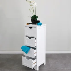 Schrank Maine Mit 4 Schubladen 30X81,5X30Cm Weis