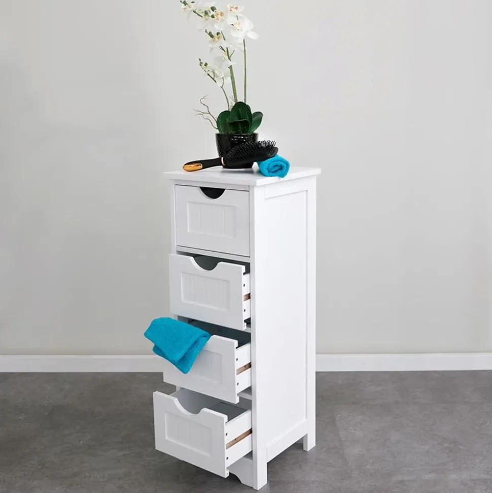 Schrank Maine Mit 4 Schubladen 30X81,5X30Cm Weis