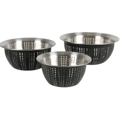 Sieb-Schussel-Set Aus Edelstahl Schwarz 3-Teilig