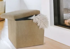 Sitzhocker Aus Cordstoff 38X38X38Cm Natur