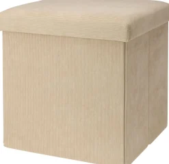 Sitzhocker Aus Cordstoff 38X38X38Cm Natur