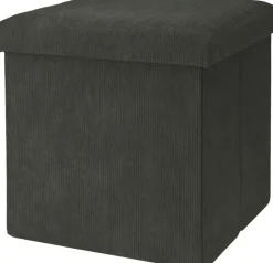 Sitzhocker Aus Cordstoff 38X38X38Cm Grau