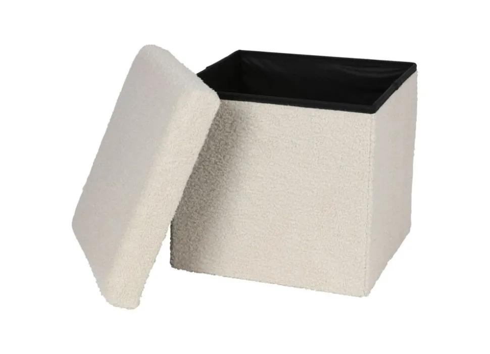 Sitzhocker Aus Teddystoff 38X38X35Cm Beige