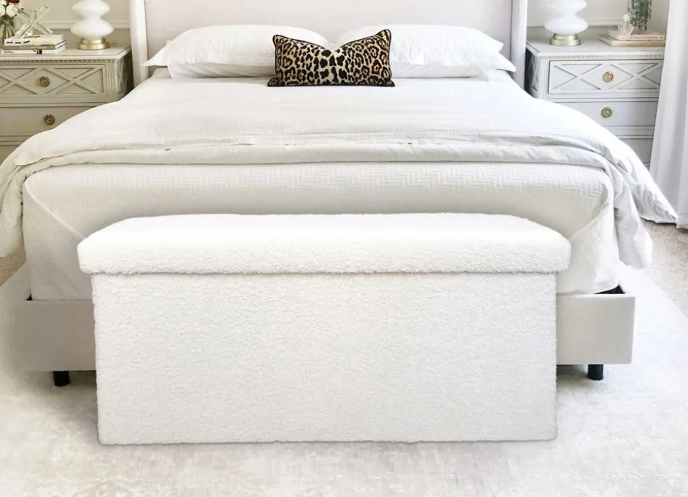 Sitztruhe Aus Teddystoff 76X38X35Cm Beige