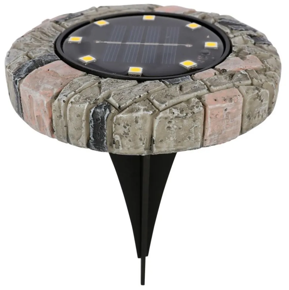 Solar-Bodenstecker Steinoptik Mit 8 Leds Warmweis
