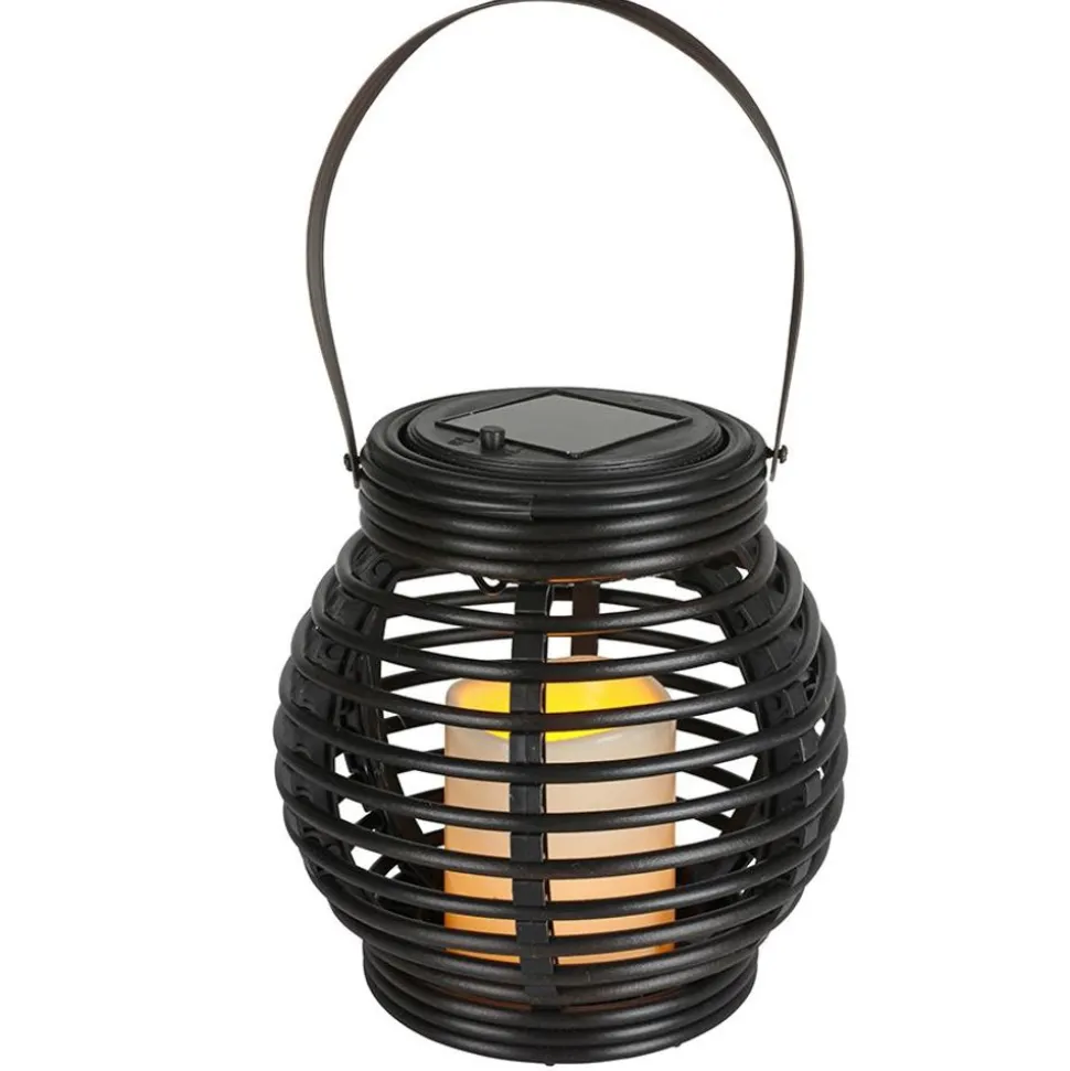 Solar-Laterne Rattan Rund