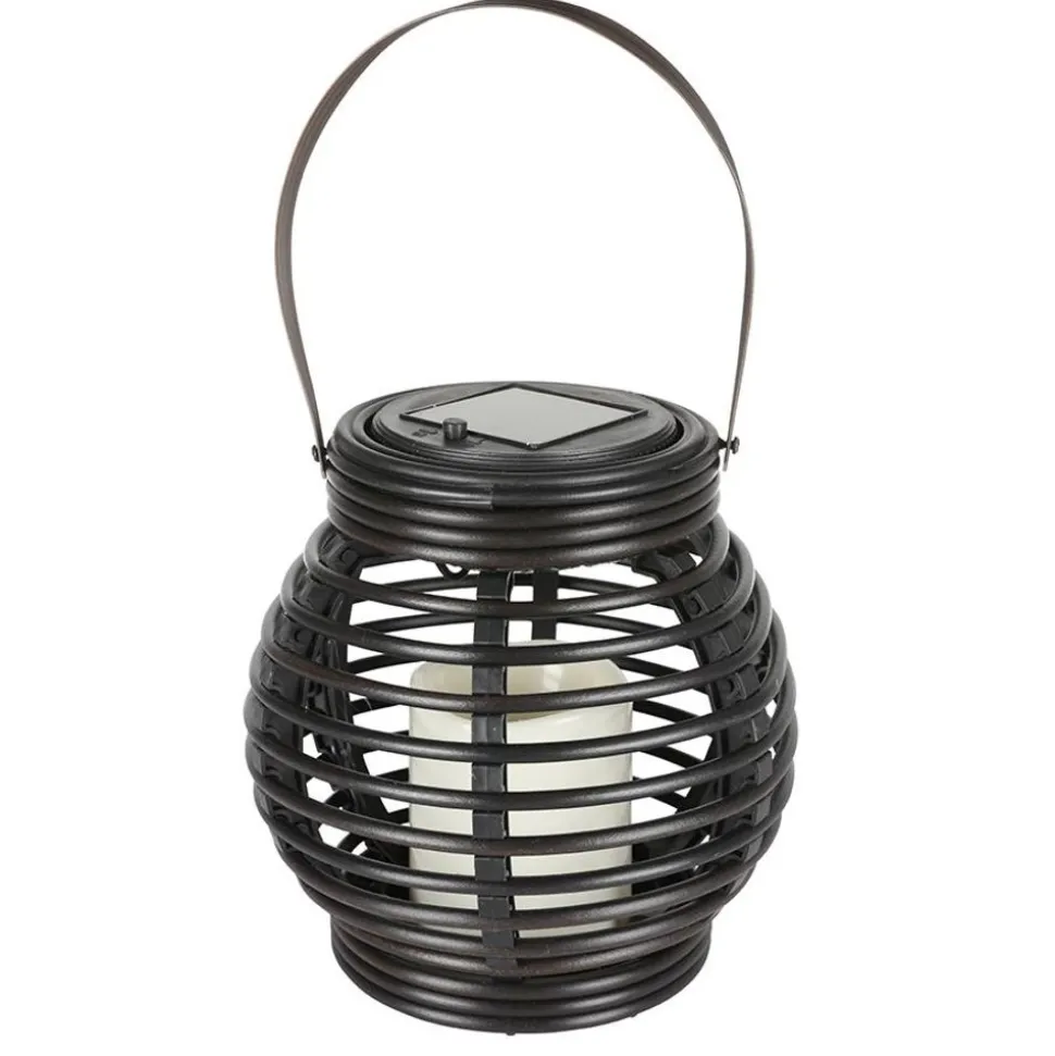 Solar-Laterne Rattan Rund