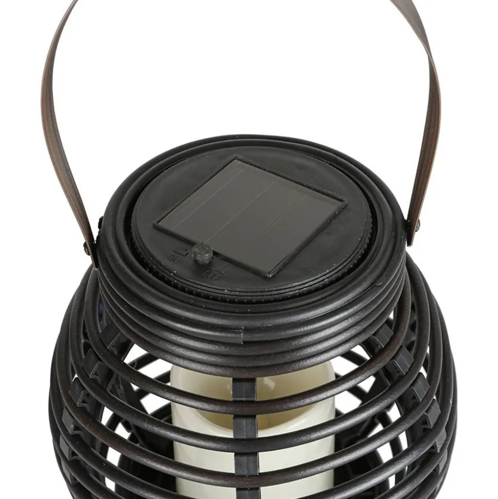 Solar-Laterne Rattan Rund