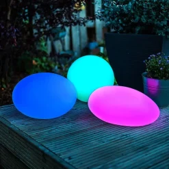 Solar-Led-Gartenleuchte Kiesel 35X23Cm