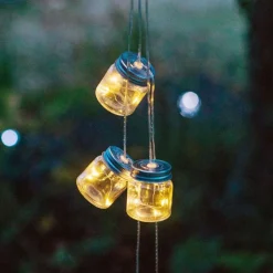 Solar-Lichterkette Mit 8 Dekoglasern Und 24 Leds Warmweis