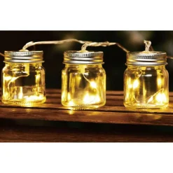 Solar-Lichterkette Mit 8 Dekoglasern Und 24 Leds Warmweis
