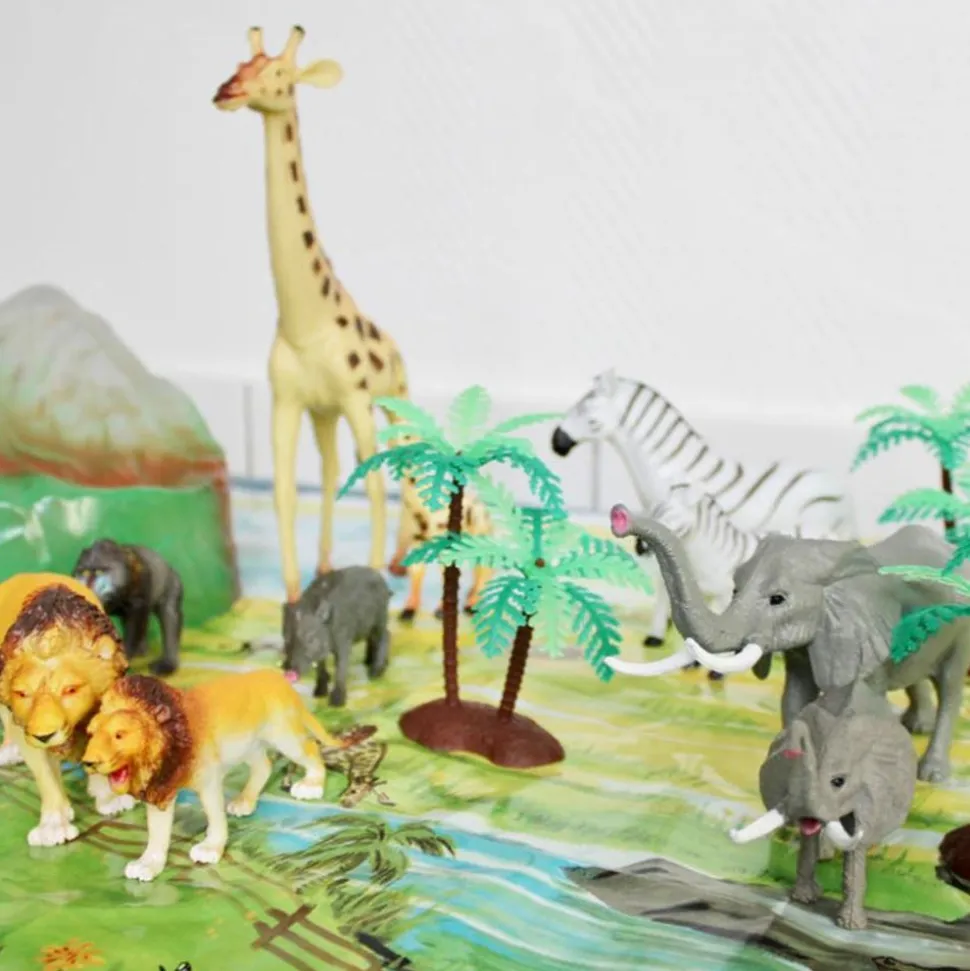 Spielfiguren-Set Wilde Tiere Mit Spielmatte Und Zubehör