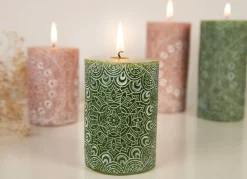 Stumpenkerze Mit Mandala-Pragung 7X10Cm