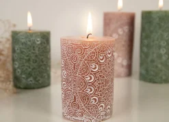 Stumpenkerze Mit Mandala-Pragung 7X10Cm
