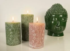Stumpenkerze Mit Mandala-Pragung 7X10Cm