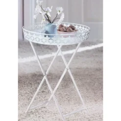Tablett-Tisch Aus Metall Weis 40X59Cm