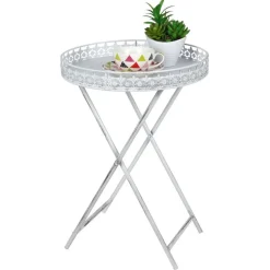 Tablett-Tisch Aus Metall Weis 40X59Cm