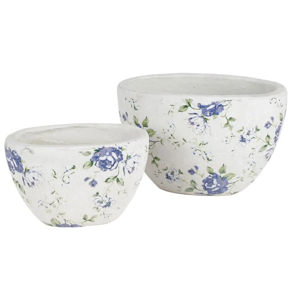 UberTöpfe Blue Flower Oval 2Er-Set