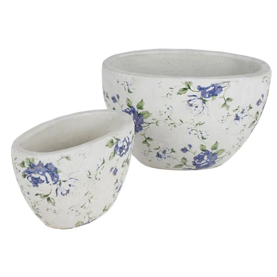 UberTöpfe Blue Flower Oval 2Er-Set