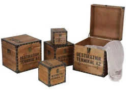 Vintage-Holzkisten 5Er-Set