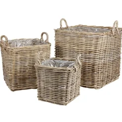 WeidenKörbe Eckig Natural-Grey 3Er-Set