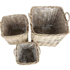 WeidenKörbe Eckig Natural-Grey 3Er-Set