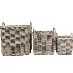 WeidenKörbe Eckig Natural-Grey 3Er-Set