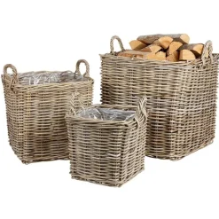 WeidenKörbe Eckig Natural-Grey 3Er-Set