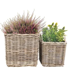 WeidenKörbe Eckig Natural-Grey 3Er-Set