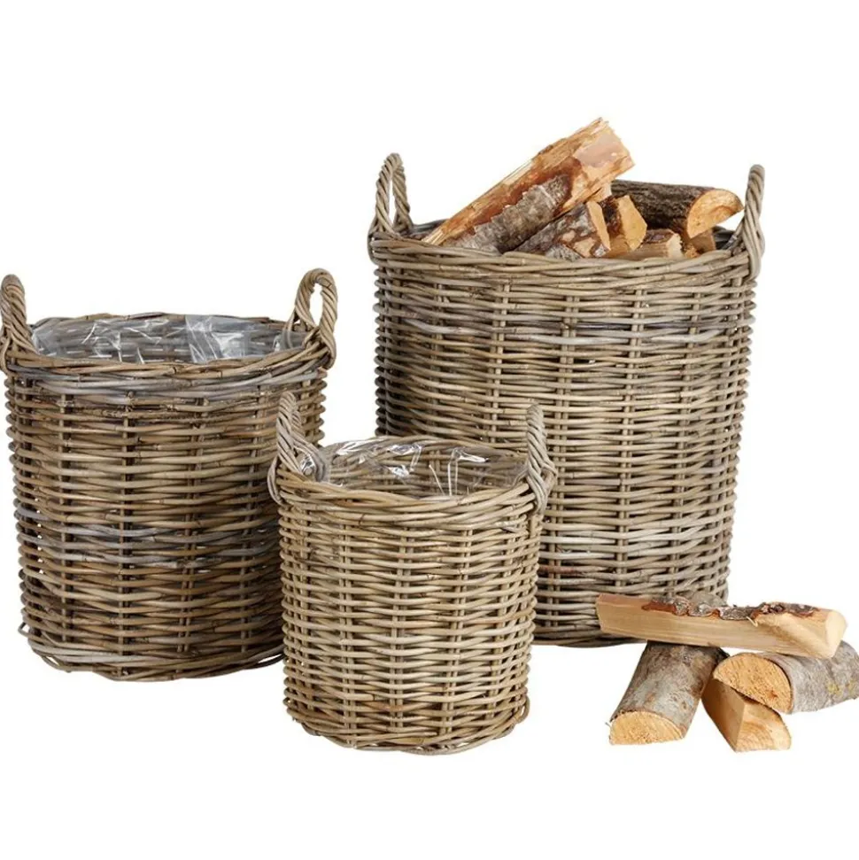 WeidenKörbe Rund Natural-Grey 3Er-Set